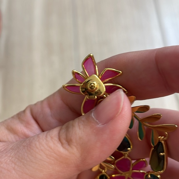 KATE SPADE UEC Pink and Gold Floral Statement Earrings - Picture 5 of 5